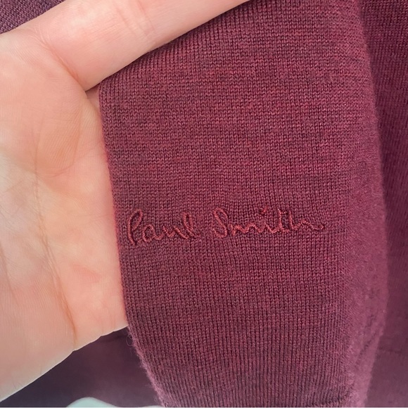 Paul Smith V Neck Merino Wool Sweater Sz XL Merlot - Picture 5 of 9